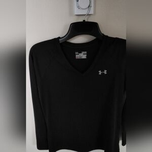 Under Armour Black V-Neck Performance Top with Silver Logo